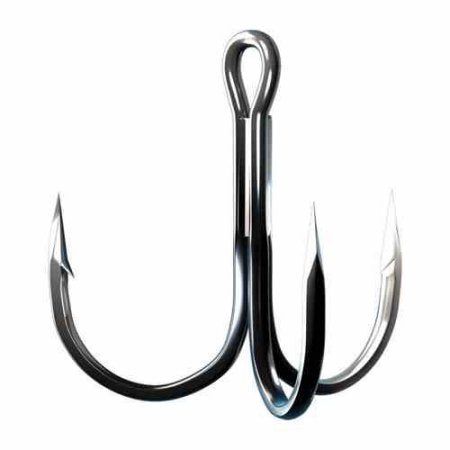 Trokar 2X Treble Hook Black Chrome Round Bend 2 Per Pack