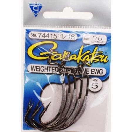 Gamakatsu Weighted Superline Wide Gap Black 1/16 Oz 5/0 5 Pack