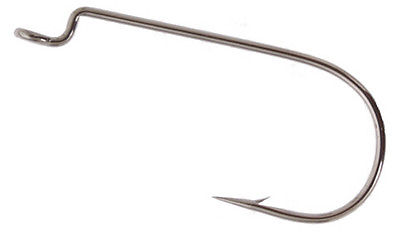 Mustad Ultra Point Worm Hook Black Offset Sproat Bend 5 Pack