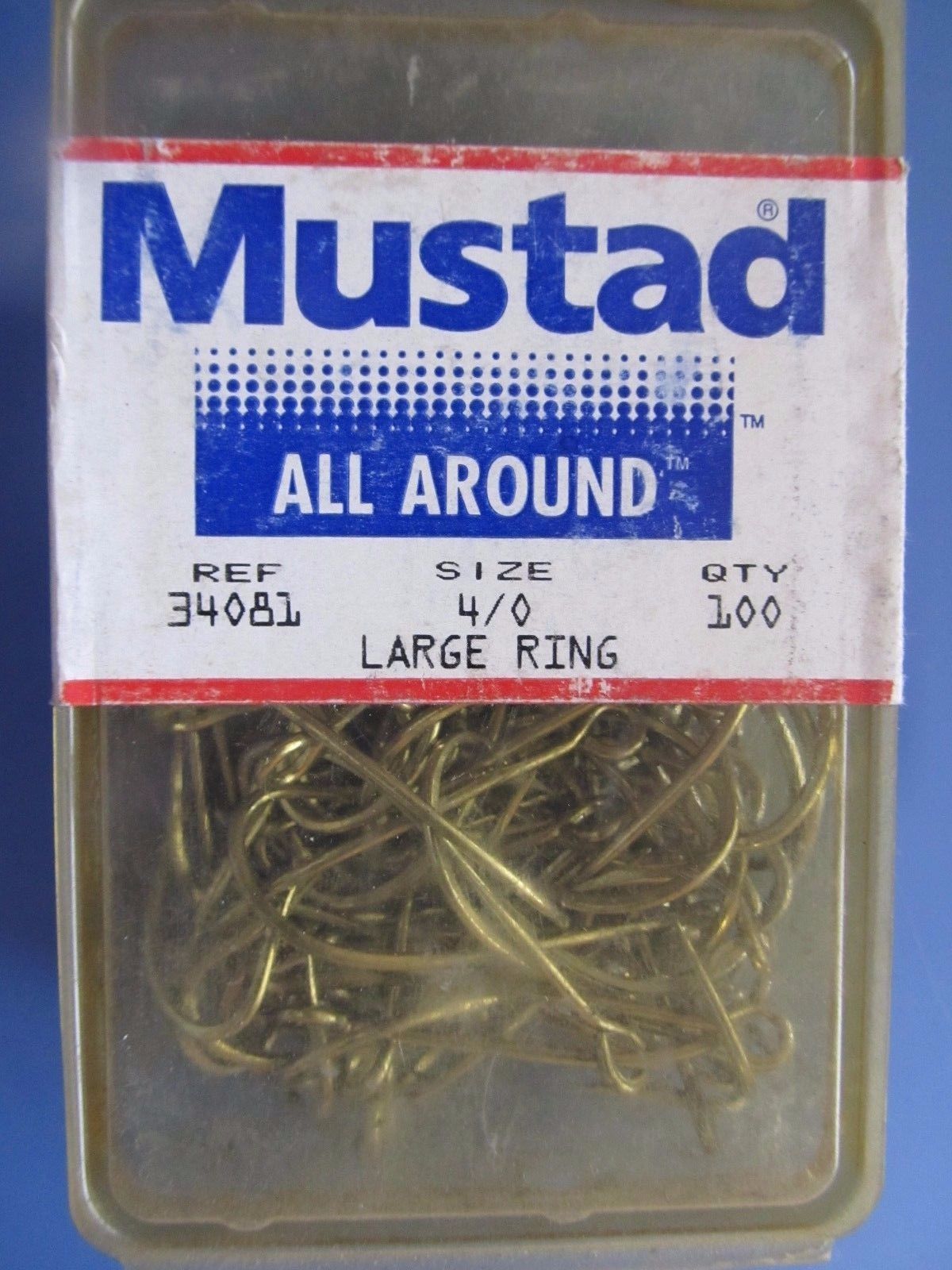 Mustad Oshaugnessy Hook Cadmium/Tin Big Eye 100 Per Box - Size 1/0