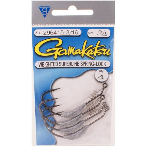 Gamakatsu Weighted Superline With Spring Lock 1/4 Oz-Size 5/0 - 4 Per Pack