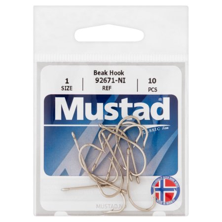 Mustad Poly Bag Hooks Nickel Beak Long Shank Size 1 10 Per Carton Order 10