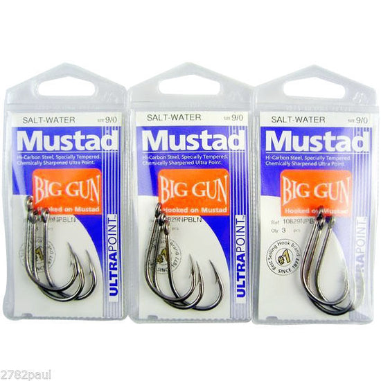 Mustad Ultra Big Gun Hook Black Nickel Size 7/0 6 Per Pack