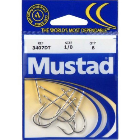 Mustad Poly Bag Hooks Tin O'Shaughnessy 10 Per Carton - Size 1/0 Order 10