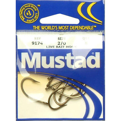 Mustad Poly Bag Hooks Bronze O-Shaughnessy 1/0 Extra Short - 10 Per Carton Order 10