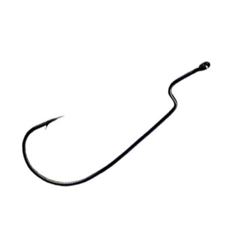 Owner Oversize Worm Hook Black Chrome Offset Size 7/0