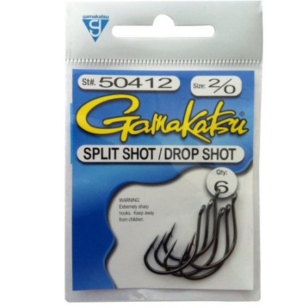 Gamakatsu Split/Drop Shot Hook Black Size 2/0 Size 2/0